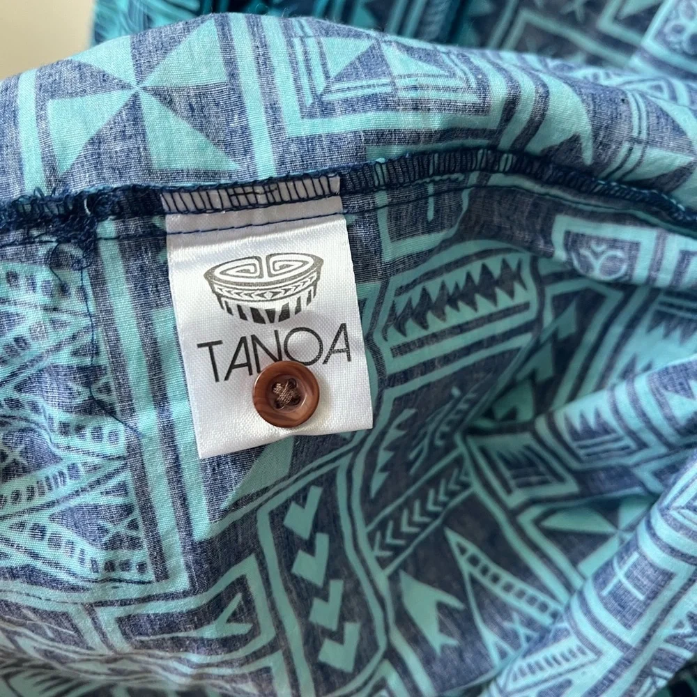 Tanoa Hawaii Tropical Geometric Short Sleeve Button Down Shirt Mens XL Blue - Picture 6 of 9